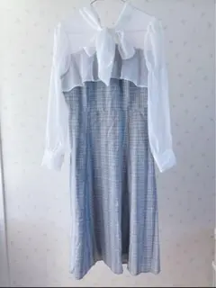 titty&co スイッチングボウタイチェックワンピース