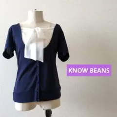 【KNOW BEANS】リボン付きネイビートップス