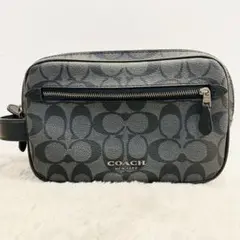 未使用級　COACH セカンドバッグ シグネチャー PVC ダブルファスナー