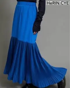 極美品✨ HeRIN.CYE Pleated hem SK ブルー ウエストゴム