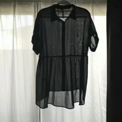 今期ペプラムシースルーシャツチュニック　ＨＫWORKS