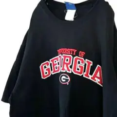 ovb ジョージア大学 カレッジロゴ 刺繍XL Tシャツ ブラック 黒 古着