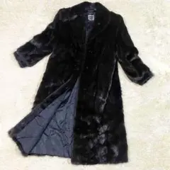 【美品】サガミンク リアルファーコート 高級品 ブラックミンク ロング丈 黒
