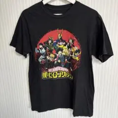 E1310 僕のヒーローアカデミア プリントTシャツ ブラック M 古着