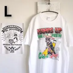古着　Tシャツ　ホワイト　BEER ビール　メキシカンレストラン　L