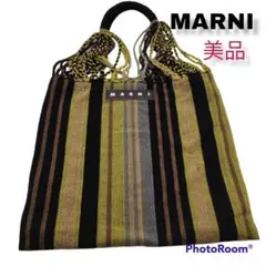 MARNI マルニ フラワーカフェ ハンモック トートバッグ カーキ ブラック