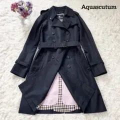 美品 Aquascutum ウールライナー付トレンチコート ベルト ネイビー 6