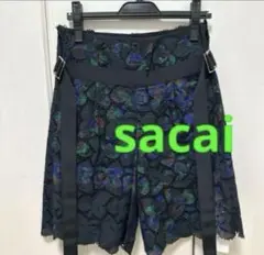 sacai ハーフパンツ ショートパンツ プリーツ　ドッキング　ストライプ　2 新品 sacai ドッキング ハーフパンツ プリーツスカート サカイ