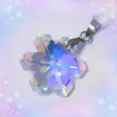 雪の結晶 ステンレスネックレス スノーフレークペンダント オーロラ 316L