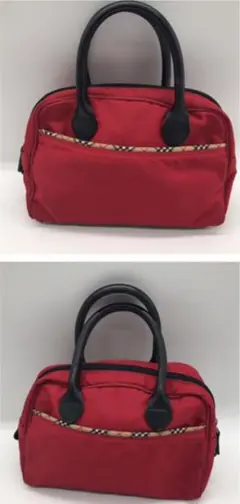 EE202 BURBERRY バーバリー ハンドバッグ ノバチェック×赤