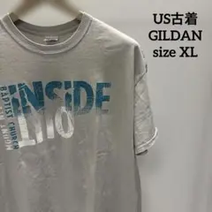 【フォロー割】US古着 GILDAN古着Tシャツ グレー アメリカ古着 両面プリ