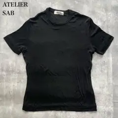 アトリエサブ【S】半袖Tシャツ スリムフィット ラウンドネック ストレッチ