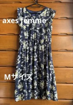 【axes femme 】ネイビー 花柄 半袖 ワンピース　Mサイズ