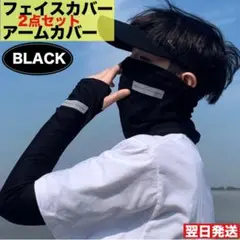 ブラック 黒 フェイスカバー アームカバー　UVカット 日焼け対策