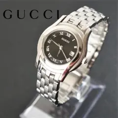 【稼働品】GUCCHI 5500L レディース腕時計 黒文字盤
