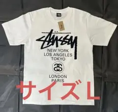 Stüssy ステューシー ホワイト Tシャツ 都市名デザイン⭐️サイズＬ⭐️