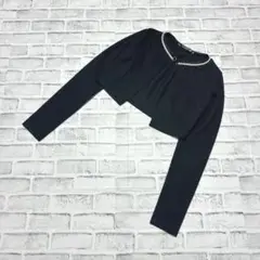 【クリスチーナエフェ】ボレロ 長袖 パールネック ブラック 春夏