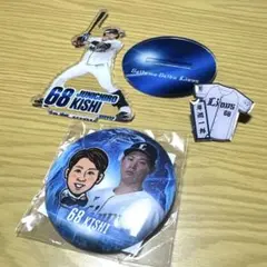 西武ライオンズ　岸潤一郎　缶バッジ　ピンバッジ　アクスタ