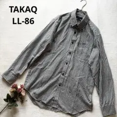 タカキュー スリムフィット ギンガムチェック ワイシャツ LL-86 大きめ