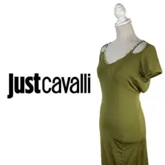 09T031☆ Justcavalli カーキ ひざ丈ワンピース トップス M