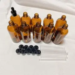 スポイト瓶 100mL 10本セットガラス製 遮光瓶 精油瓶 小分けボトル