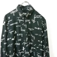 ZARA ザラ 総柄プリント シャツ ドレープ感 ブラック 黒 sizeL 美品
