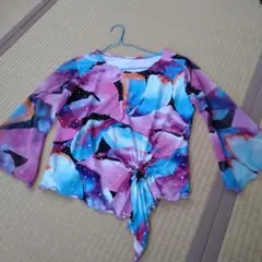 社交ダンス　トップス　水色ピンク