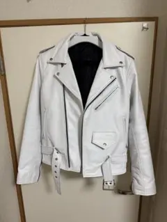 【極美品】フリーダム 革ジャン 白 44インチ