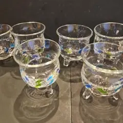 カラフル模様のガラス製カップ5個セット