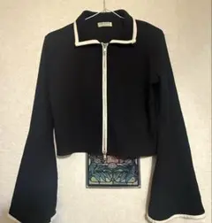 レディース　トップス　クロップドジップアップ