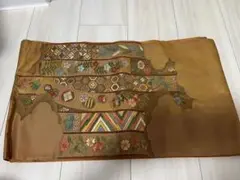 袋帯 刺繍(茶)
