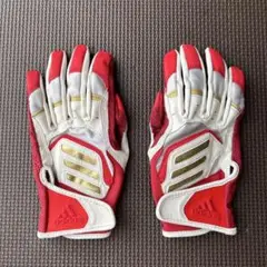 adidas バッティング用手袋 両手ホワイト/レッド　JM