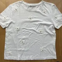 ZARA フラワーコットン　tシャツ