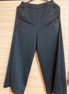 新品☆&LOVE☆アンドラブ☆ウエストゴムで楽ちん☆スエット☆黒ワイドパンツ