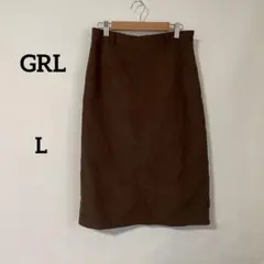 【グレイル】タイトスカート L ブラウン 膝丈 スリット 無地 オシャレ