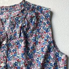 エテルノベレッツァ✿綿100% スキッパー前開き ノースリーブシャツ 総花柄