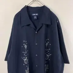 USA古着 chrokee カクテル 刺繍 アロハシャツ 開襟シャツ