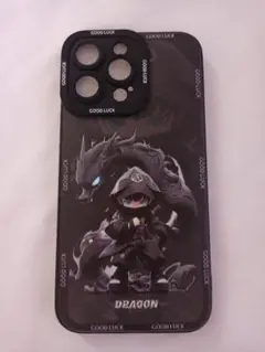 iPhone14Promax ケース アニメ風少年 ドラゴン 黒 クールデザイン