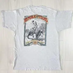 90s　シングルステッチ　テキサス　プリント　Tシャツ　グレー　L相当