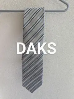 DAKS ダックス ストライプ ネクタイ グレー シルバー 日本製 シルク