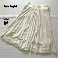 bin light プリーツスカート アイボリー　M レース　膝丈