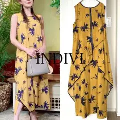 【新品】INDIVI バック変形ノースリーブワンピース花柄