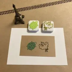 消しゴムはんこ　鶴と亀　【再販】