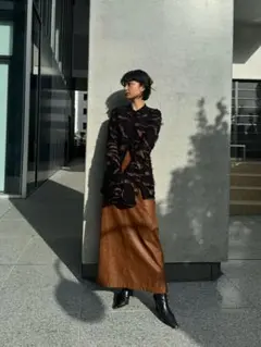 【新品】Ameri VINTAGEアメリビンテージ レザースカート ブラウン