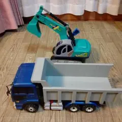 【訳あり品】青いダンプトラック 　パワーショベル　 2台セット