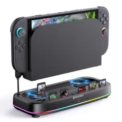 Switch 2用 冷却ファン　RGBライト付き 6ゲームカードスロット　同
