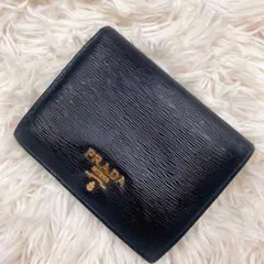 美品✨PRADA プラダ 二つ折り財布 ヴィッテロムーブ ブラック 黒