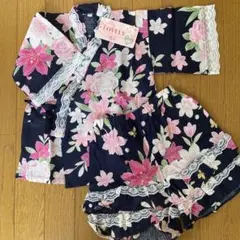新品　kids100㎝ 女児　ドレス　花柄甚平