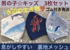 子ども　マスク　キッズ　幼児　男の子　クジラ　ペンギン　ザリガニ　個性　3枚