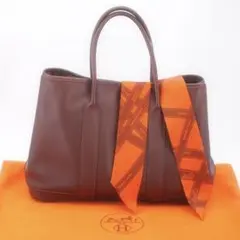 極美品 エルメス ガーデンツイリー TPM ブラウン オレンジ ガーデンパーティ